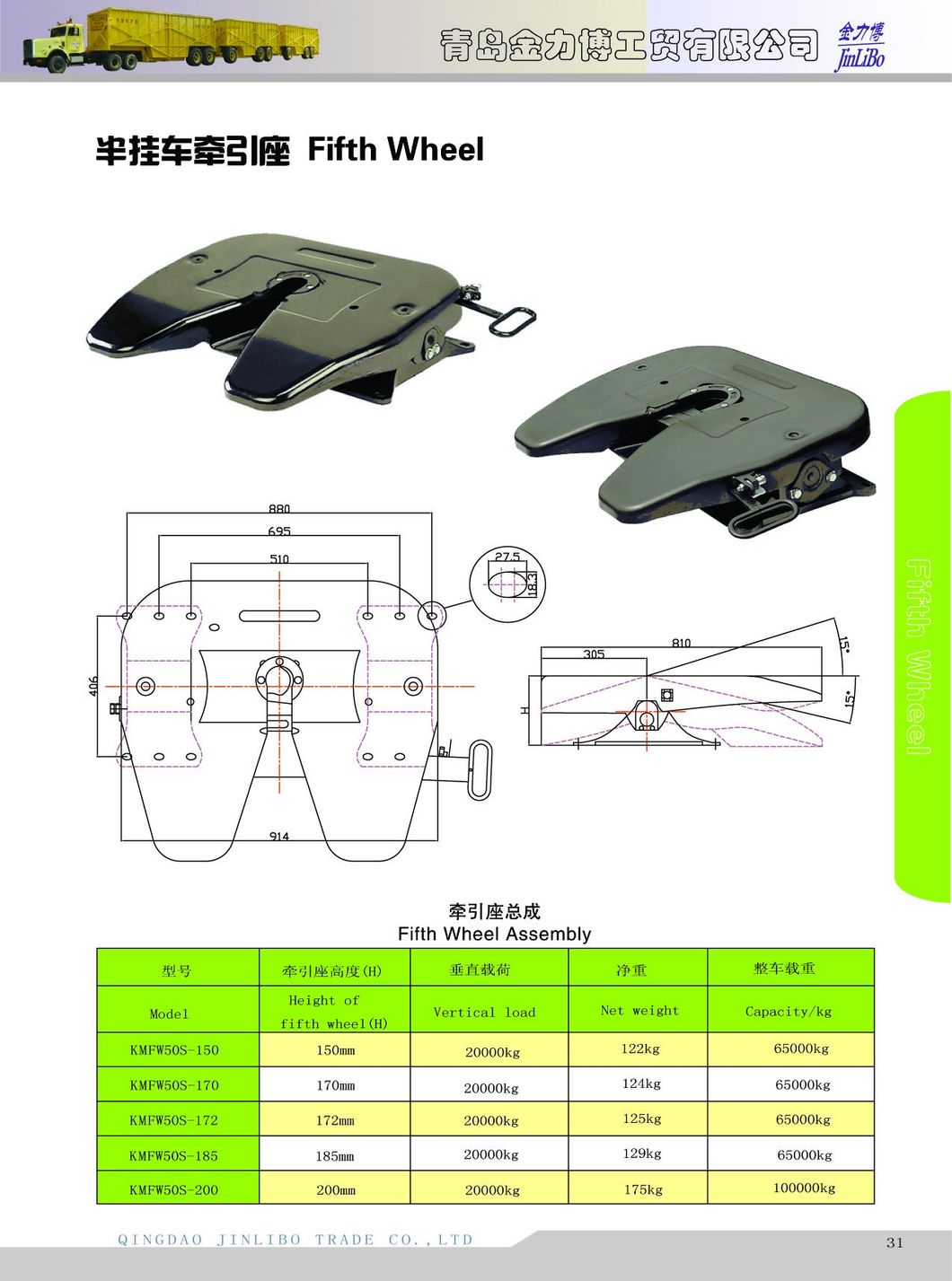 Fifth Component Trailer Part Fifth Wheel for Trailer