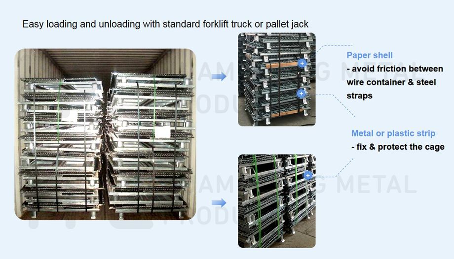 Large Size Powder Coated Wire Mesh Stillage with 4 Wheels