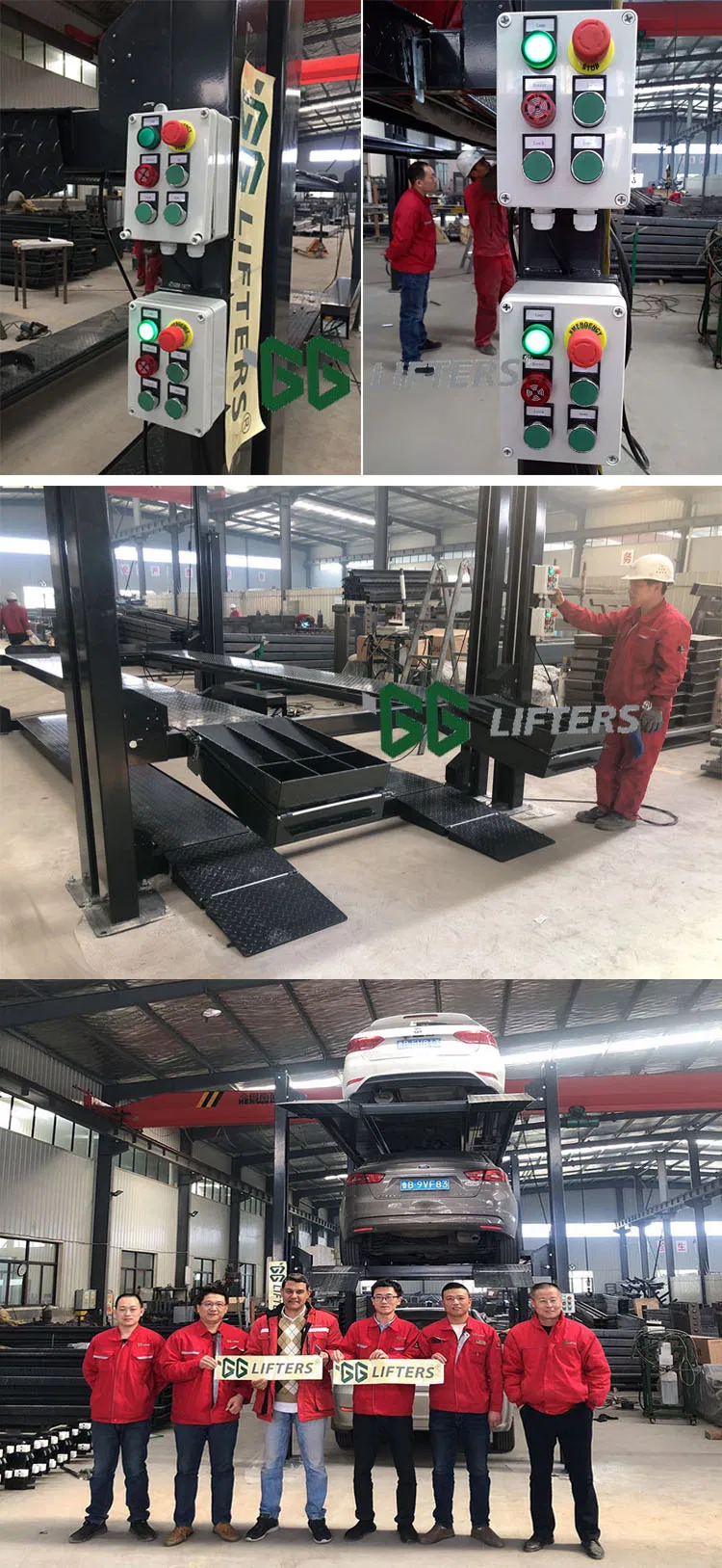 4 post triple car parking equipment auto lift triple stacker GARAGE EQUIPMENT