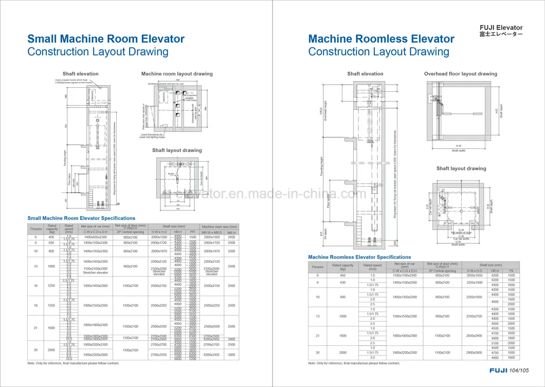 FUJI Passenger Elevator Lift for Commercial Building and Shopping Center