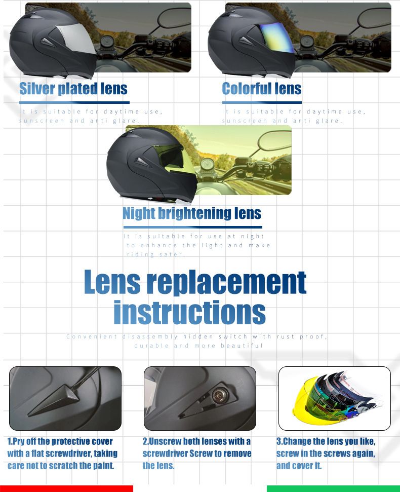 Electric Motorcycle Motorcycle Bluetooth Helmet Men&prime;s Open Face Helmet Double Lens Full Helmet Running Helmet Safety Helmet 008