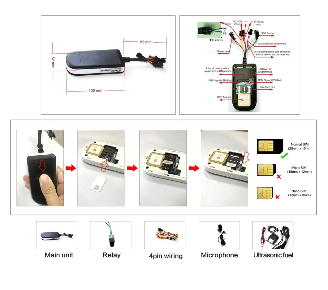 Best Price Digital GPS Tracker Anti-Thief Alarms Need SIM Card with Online Tracking Platform &amp; Mobile APP (GT08S-BE)