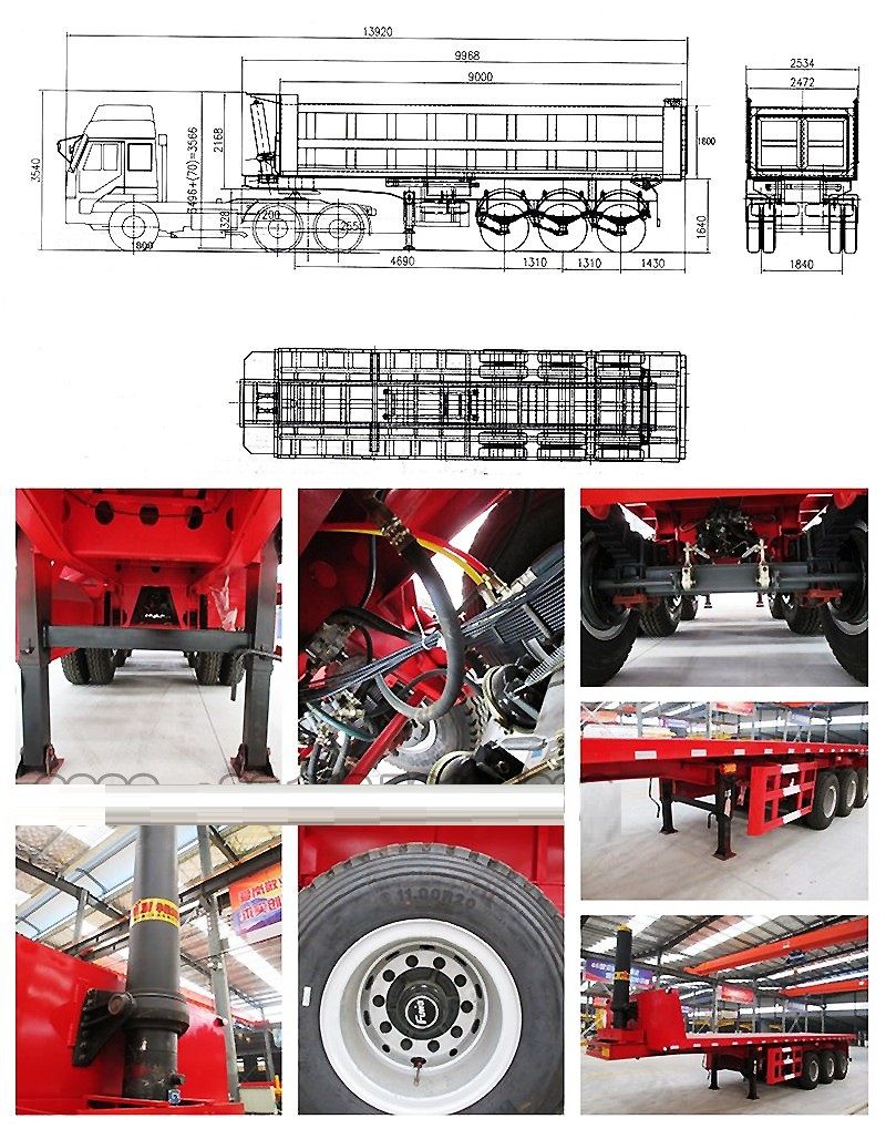 50-60t Heavy Duty Rear Dumper Semi Trailer End Dumping Trailer 3 Axles Stone Carrier Tipper Semi Truck Trailers for Sale