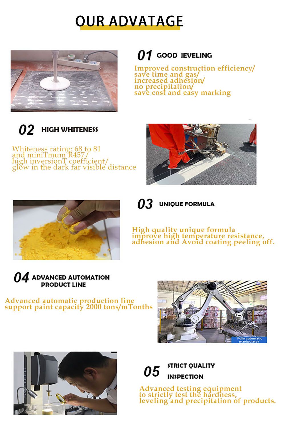 Road Line Paint Thermoplastic Strong Adhesion Glass Bead Reflective Hot Melt Road Marking Paint