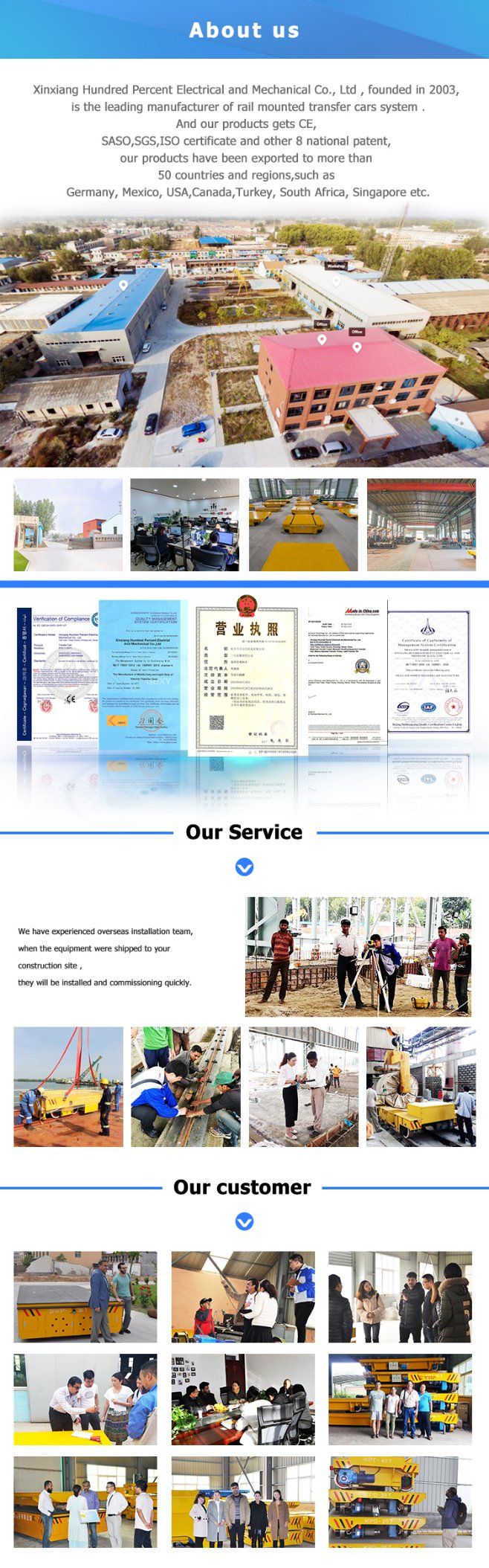 Workshop Transfer Equipment Battery Power Motorized Rail Transfer Flat Car for Mould Movement