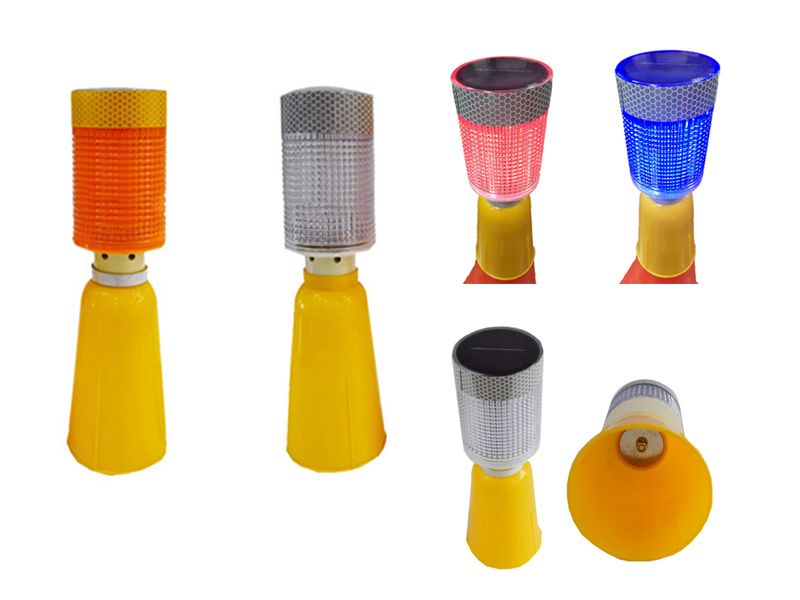 Red and Blue LED Solar Powered Traffic Cone Warning Light