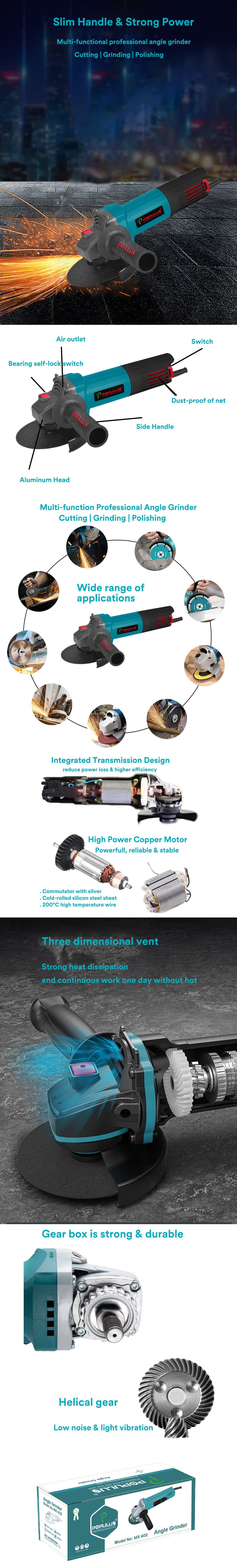 Dw801 Populus New Arrival Industrial Quality Angle Grinderl Power Tools 850W/11000rpm 100/115mm Angle Grinder for Nigerian Market