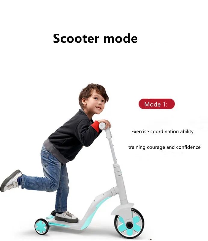 3 in 1 Scooter for Kids Adjustable Scooter Tricycle for Kids Ride on Toy Balance Bike