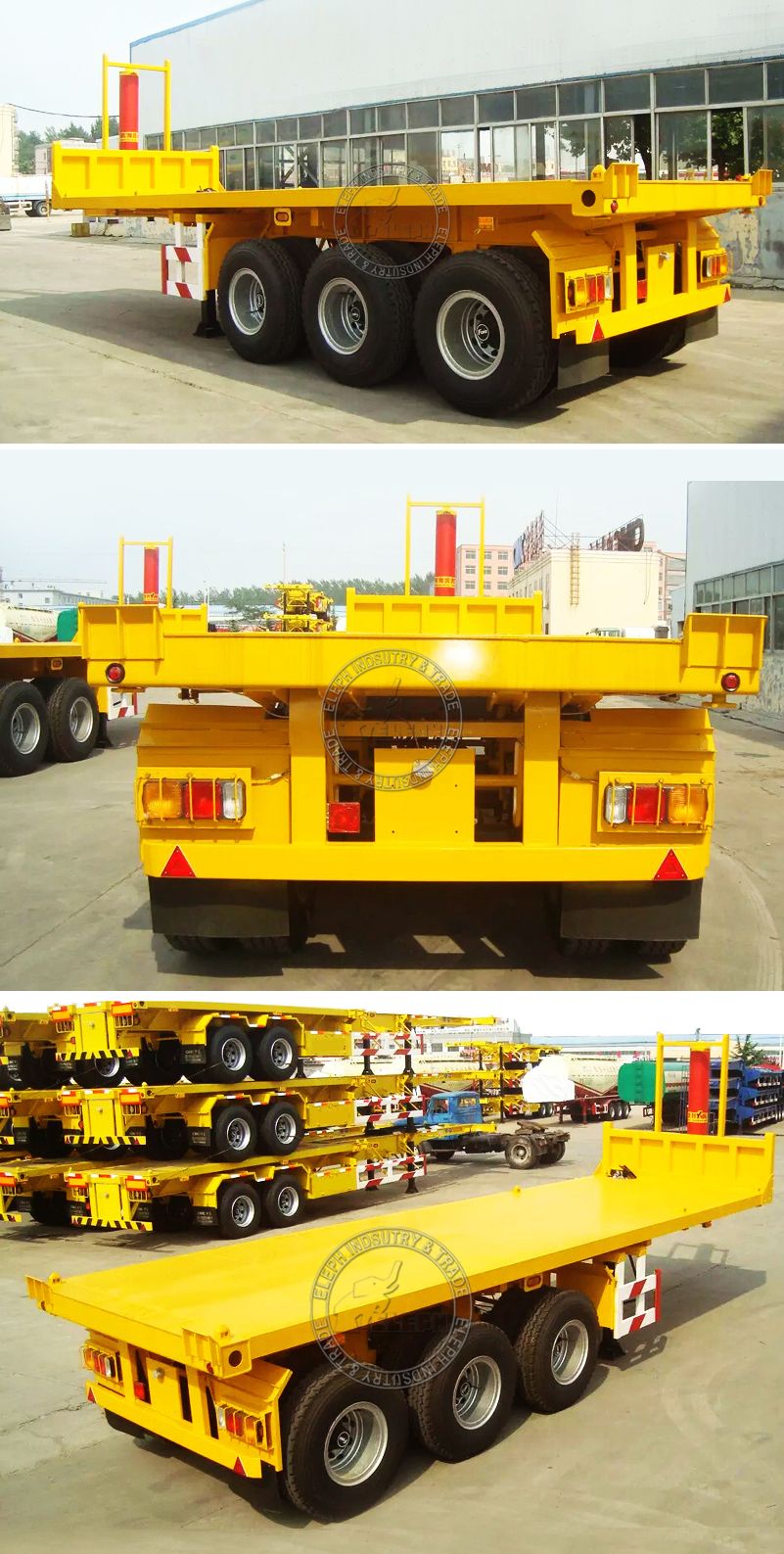 3axles 20FT 40FT Container Flatbed Tipper Semi Trailer