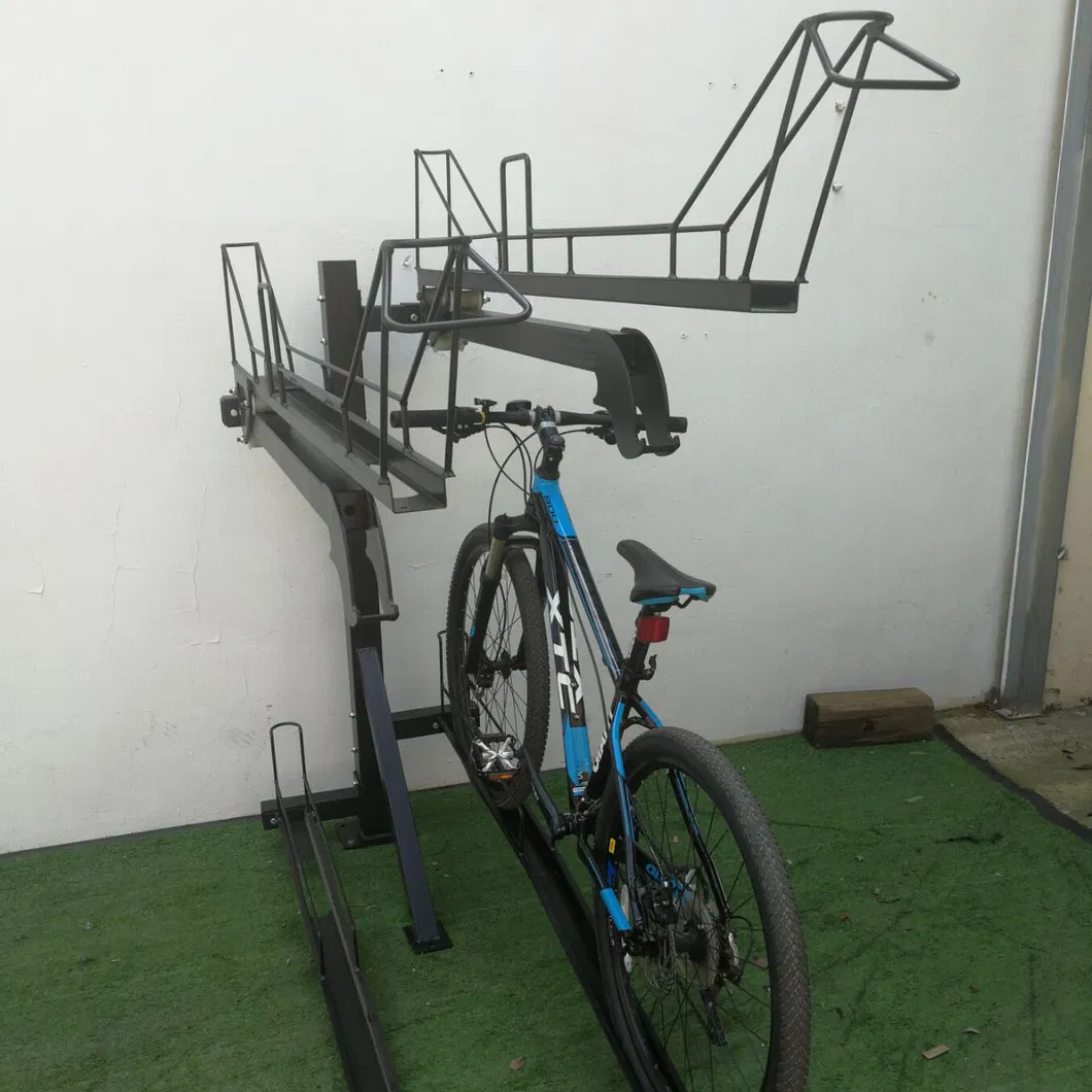 Space Saving Garage Floor Outdoor Two Tier Bike Storage Rack Stand