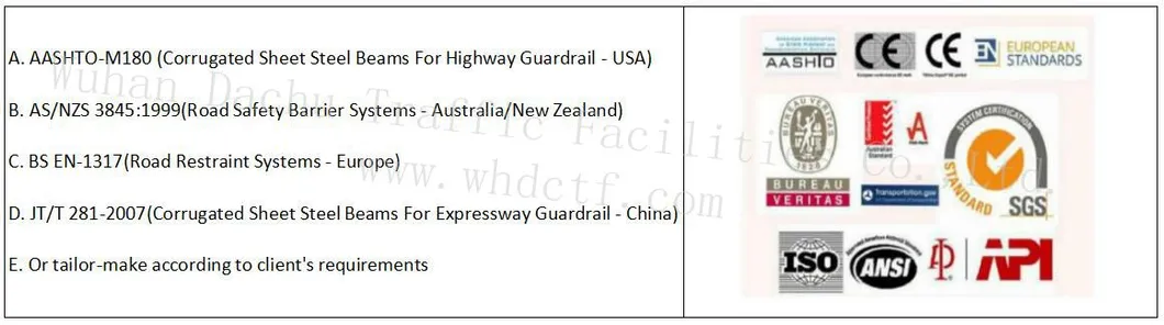 Highway Guardrail in Various Standards Guardrail Posts