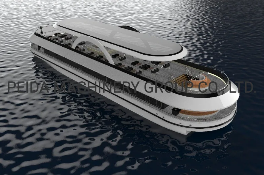 Luxury Patio Canteen Double Deck Dining Restaurant Party House Pontoon Boat Sightseeing Boat