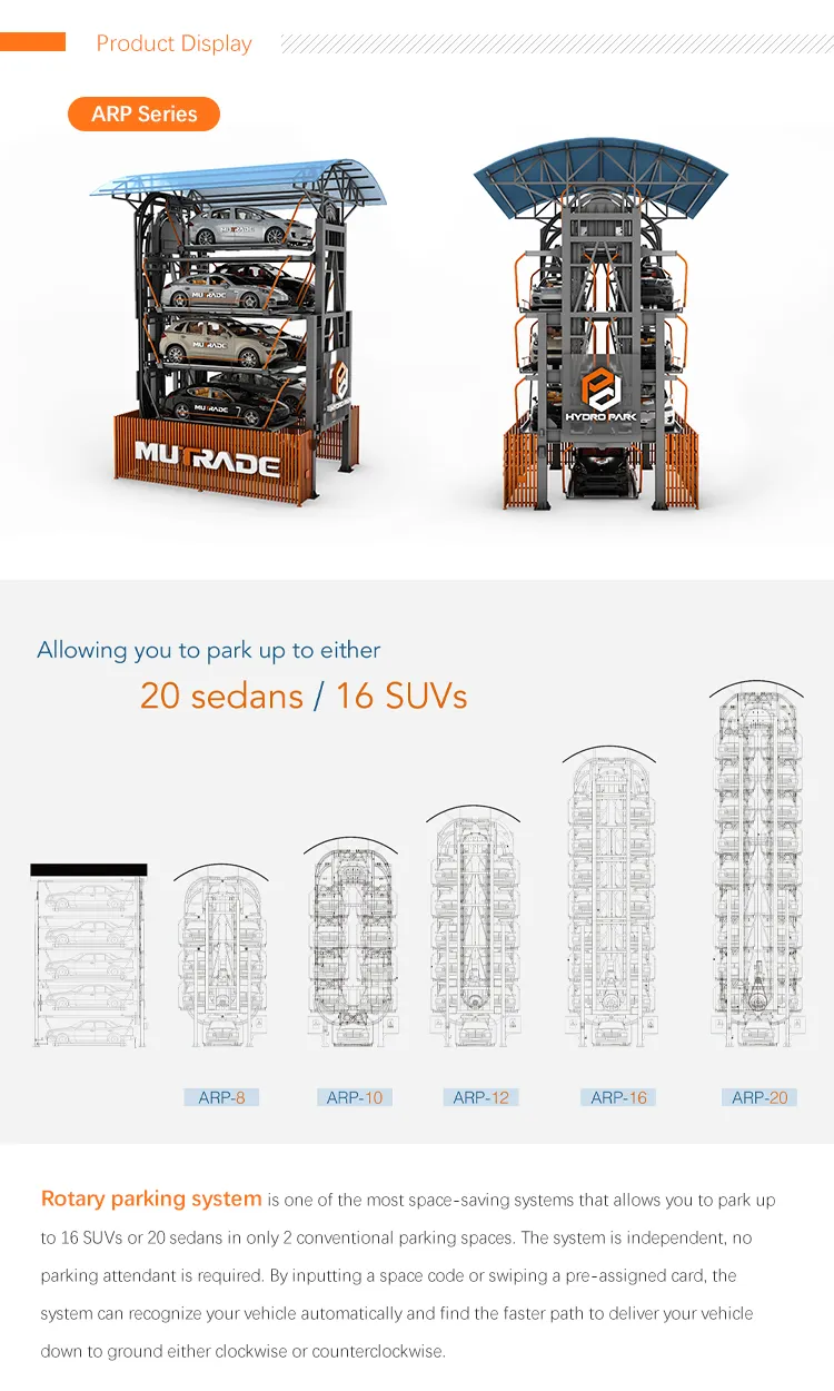 8 10 12 14 16 20 Vehicles ARP Jiuroad Automatic Carousel Automated Auto Rotary Parking System