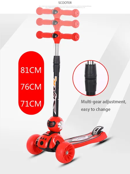 China Wholesale 3 Wheels Portable Kids Folding Scooter with PU Flashing Wheels