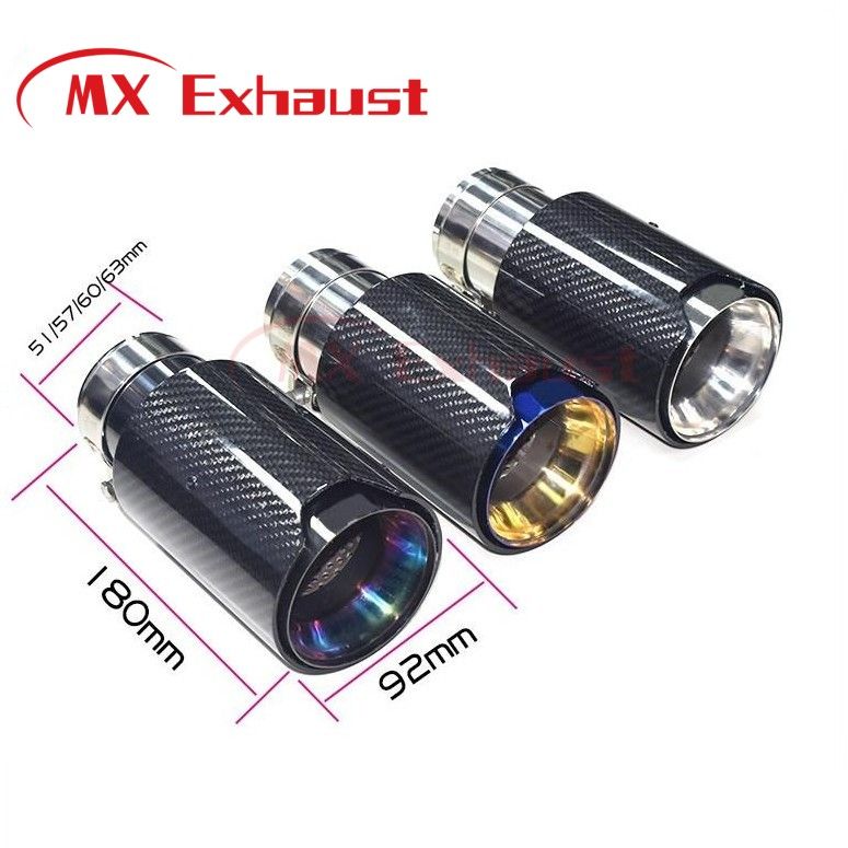 Custom Interface Size Logo Color Carbon M Standard Long Glossy Black Shell Blue Mouth Car Exhaust Muffler for BMW M2 M3 M4