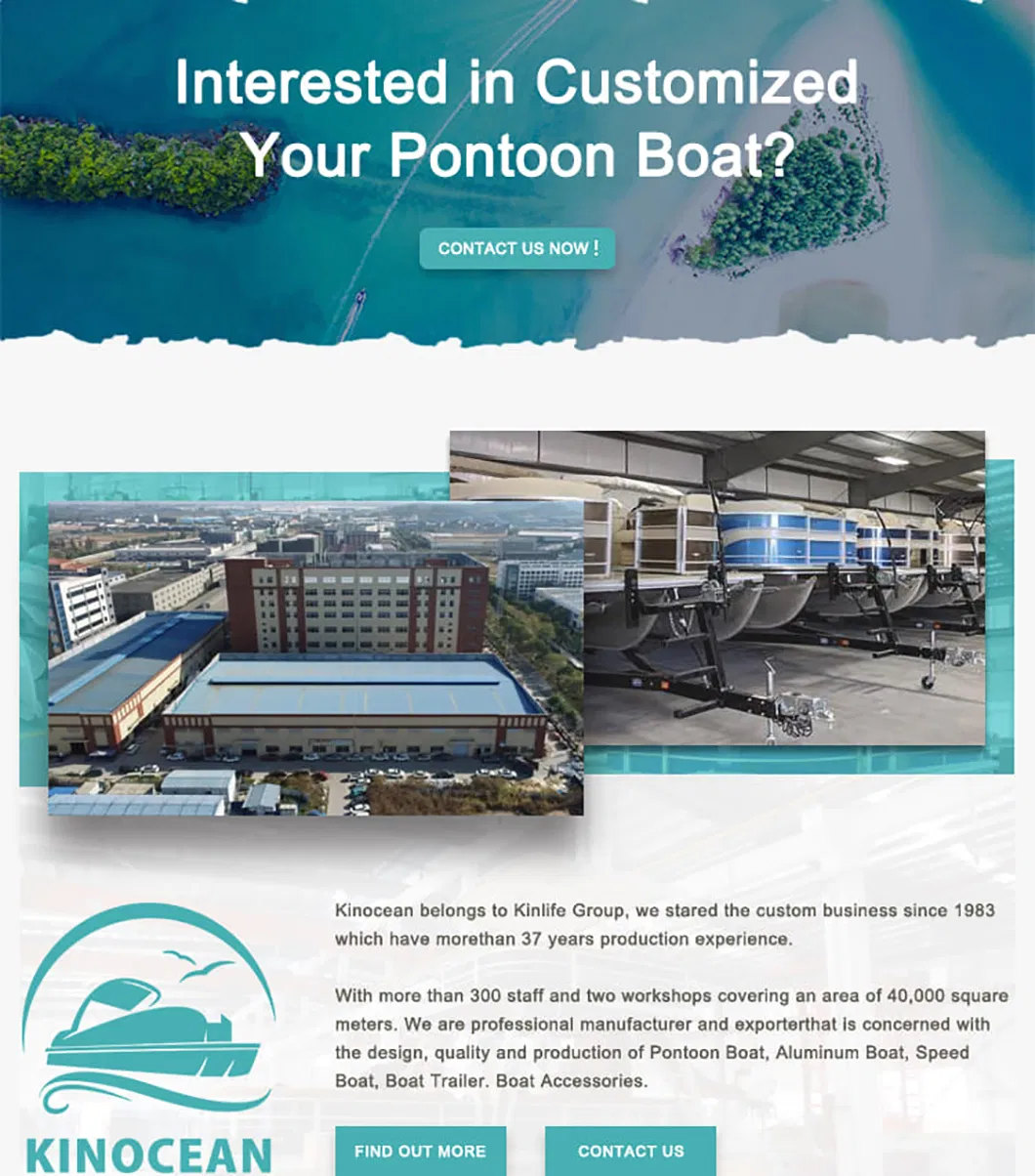 Kinocean CE Certificate Pleasure Cabin Working Boat with Shower Room and Kitchen