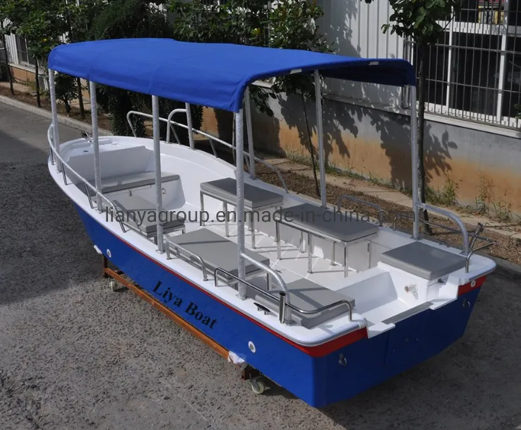 Liya Fiberglass Boats Manufacturer Supply 5.8m Fishing Panga Boat with Cnaopy