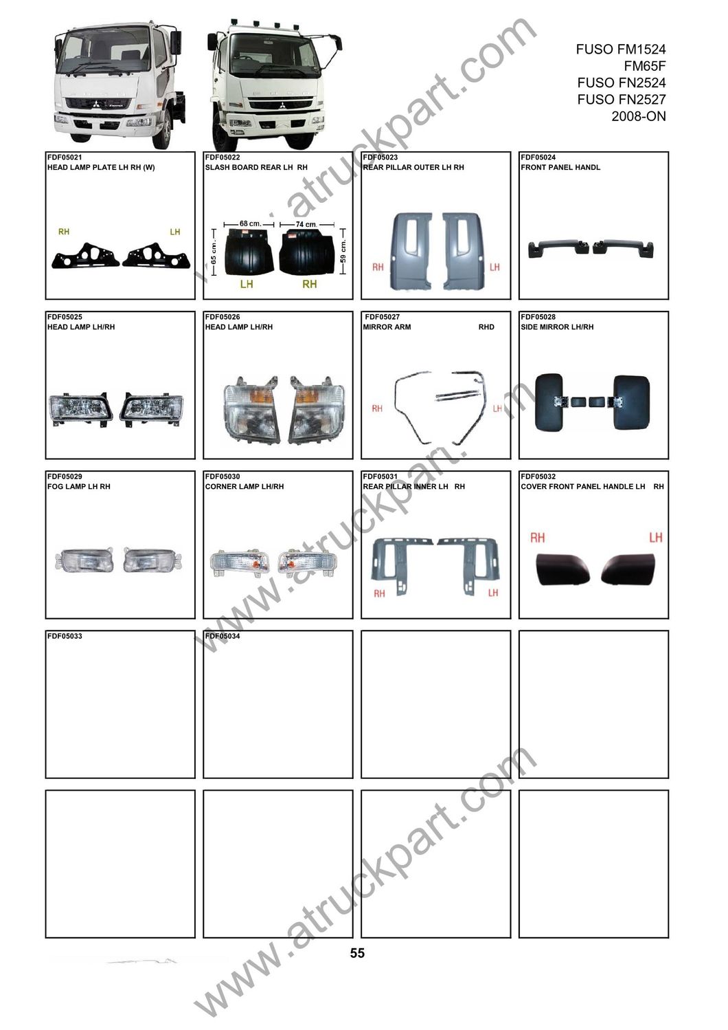 Fuso FM1524 FM65f Truck Spare Body Parts Chrome Front Panel