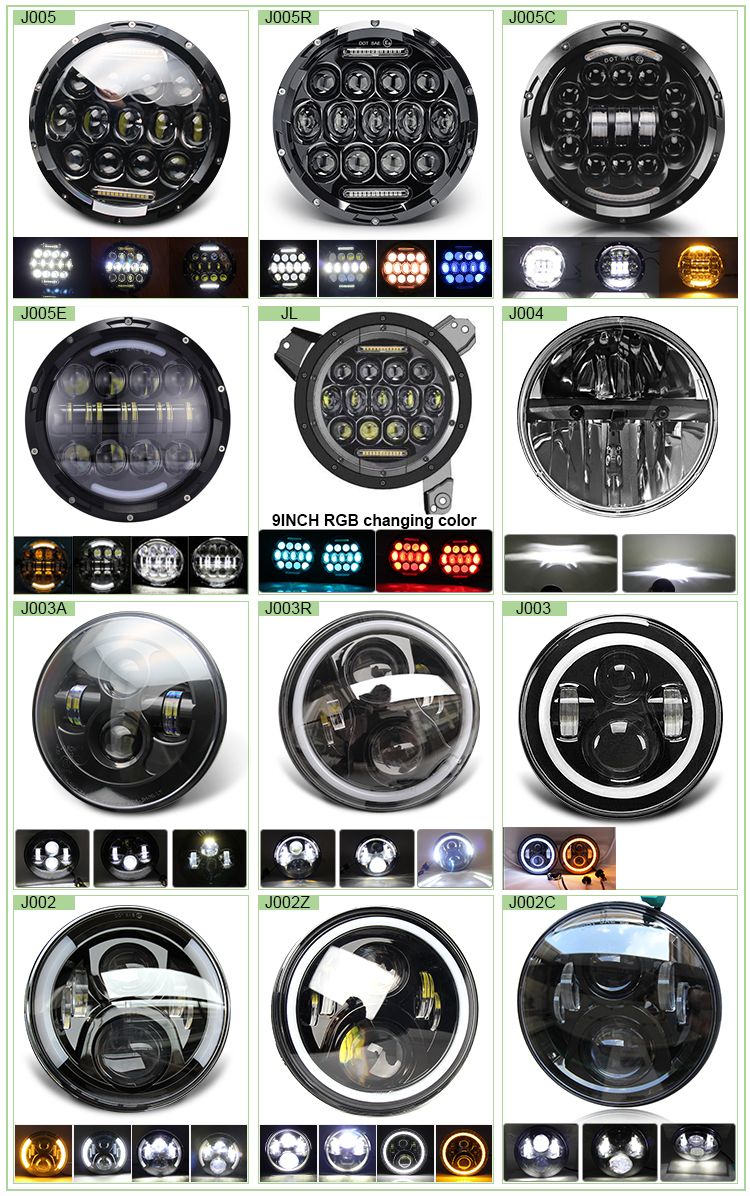 Bluetooth Control Phone RGB Parking Light 12V 7inch Round LED Headlight for Car Jeep