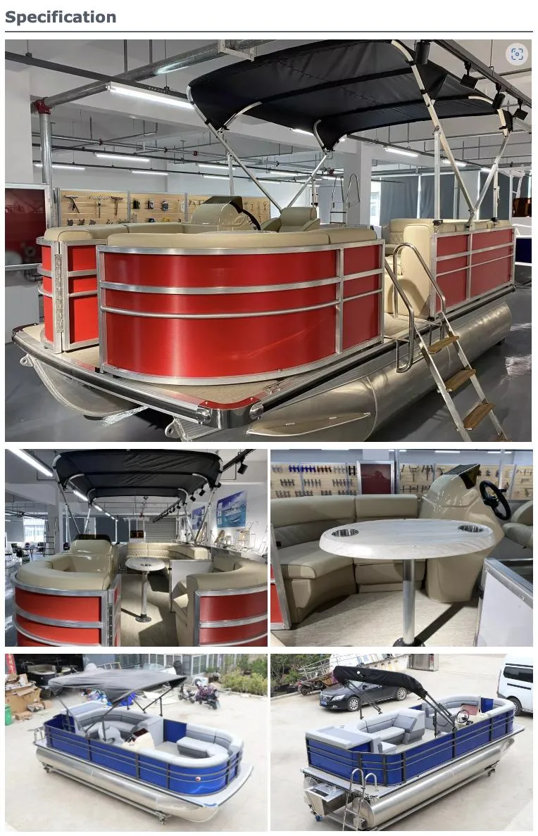 15FT-30FT Customize Sizes Factory Wholesale Allsea Pontoon Boat with Sofa Bimini Bluetooth Speakers