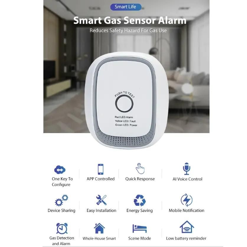 Tuya Zigbee Smart Home Automation Security System Wireless Combustible Gas Leak LPG Natural Gas Detector Alarm