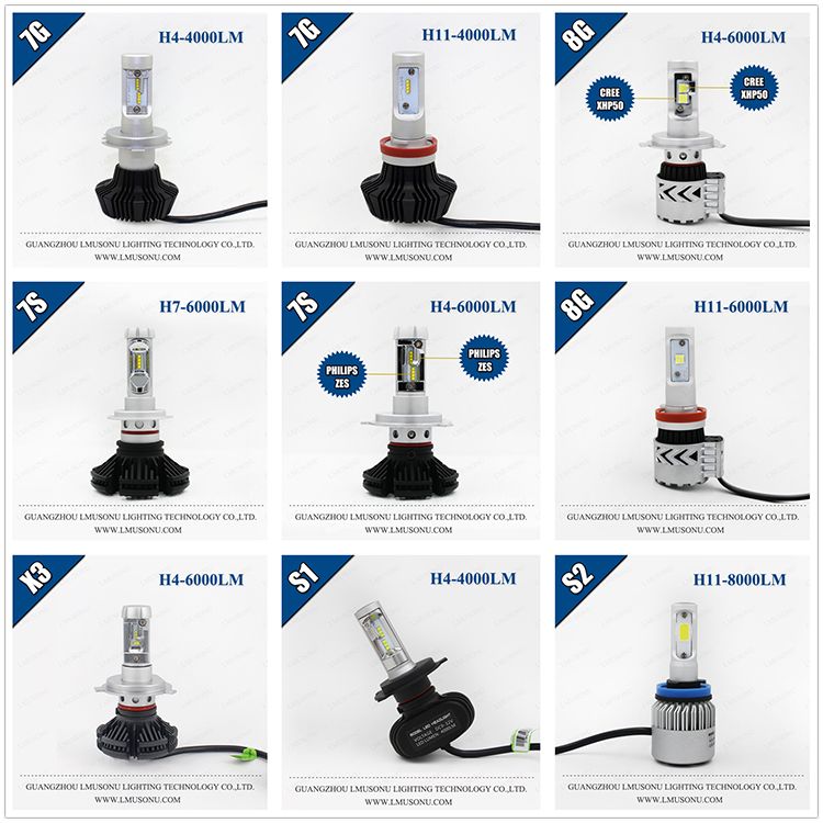 Work LED Light Car LED Headlight F1 9600lm 3000K 6500K 8000K Csp Auto LED Headlight H7 Car Head Lamp