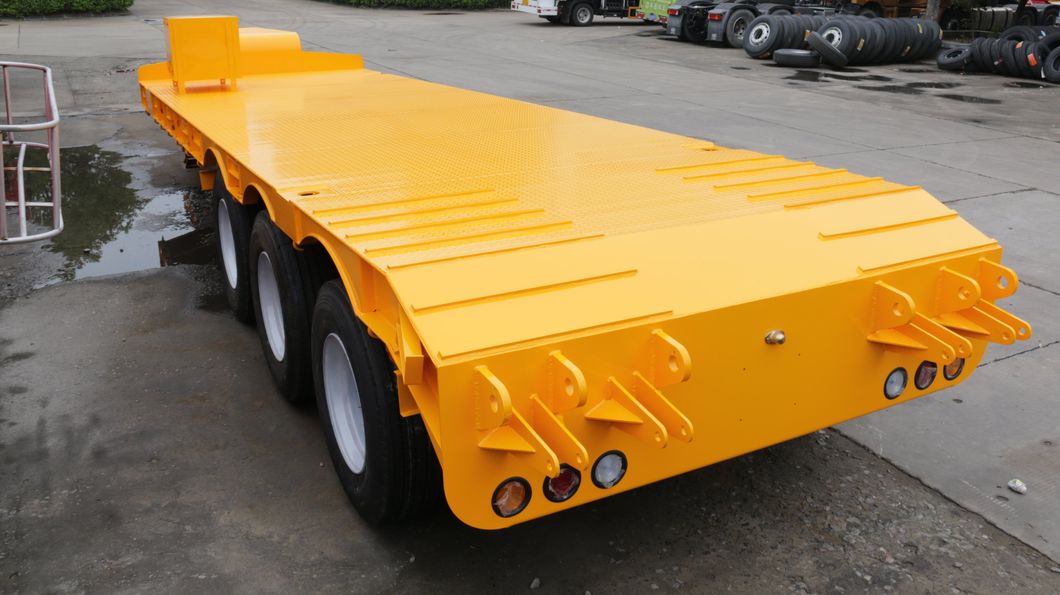 Heavy Duty 3 Axles 60 Tons 80tons 100tons Cargo Tri Axle Lowbed Lowboy Truck Platform Semi Trailer