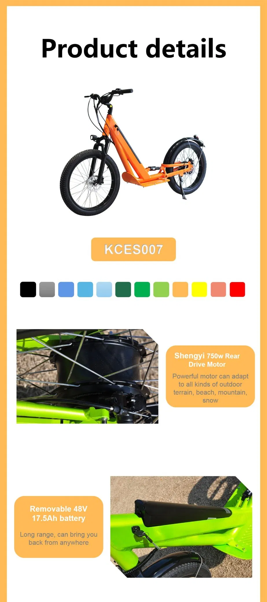750W High Quality Adult 48V Lithium Battery Electric Scooter