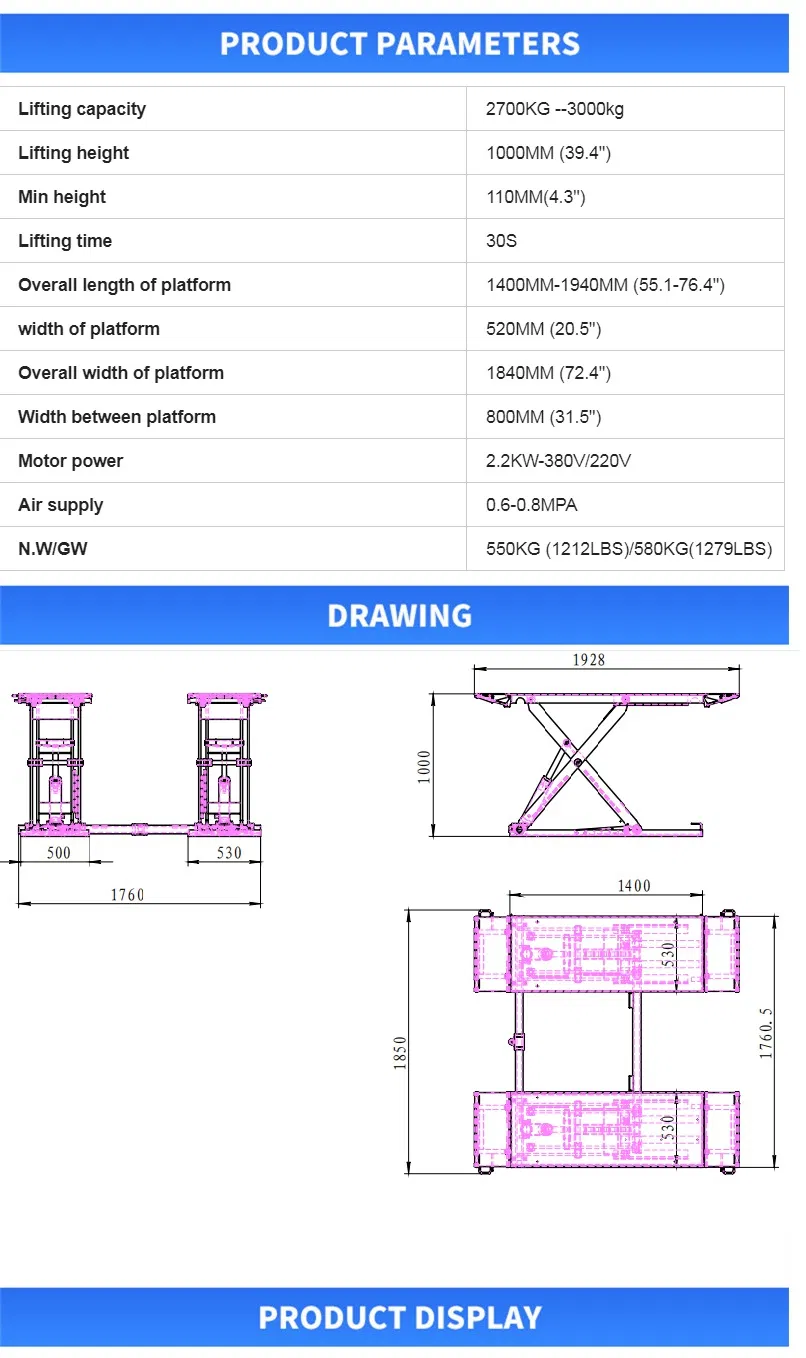 Hodafir Auto Scissor Boom Garage Equipment Fast Delivery Hydraulic Car Jack Lift