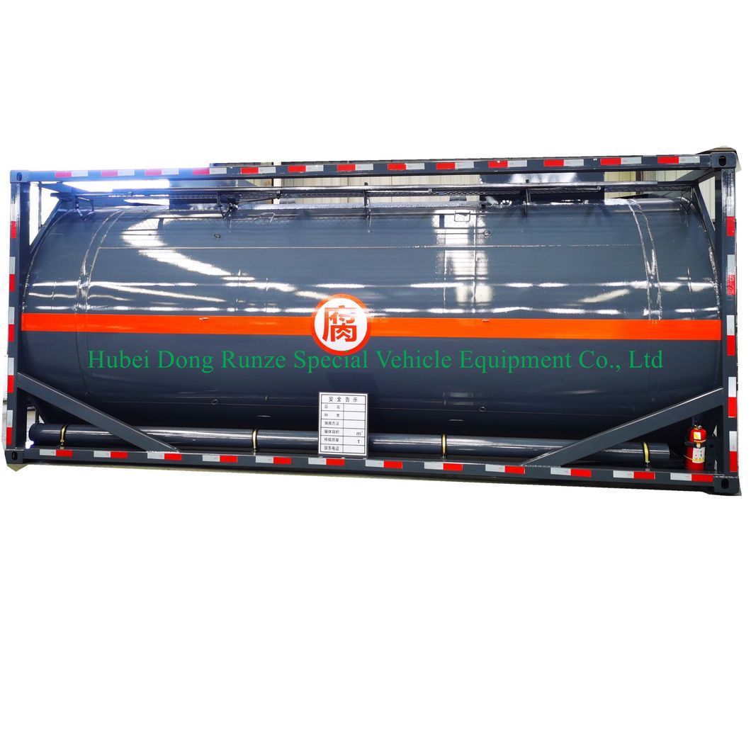 30FT 40FT Chemical Liquid Tank Container for Hydrochloric Acid HCl, Caustic Soda, Sulfuric Acid, Ferric Chloride Road Transport 26kl, 28kl