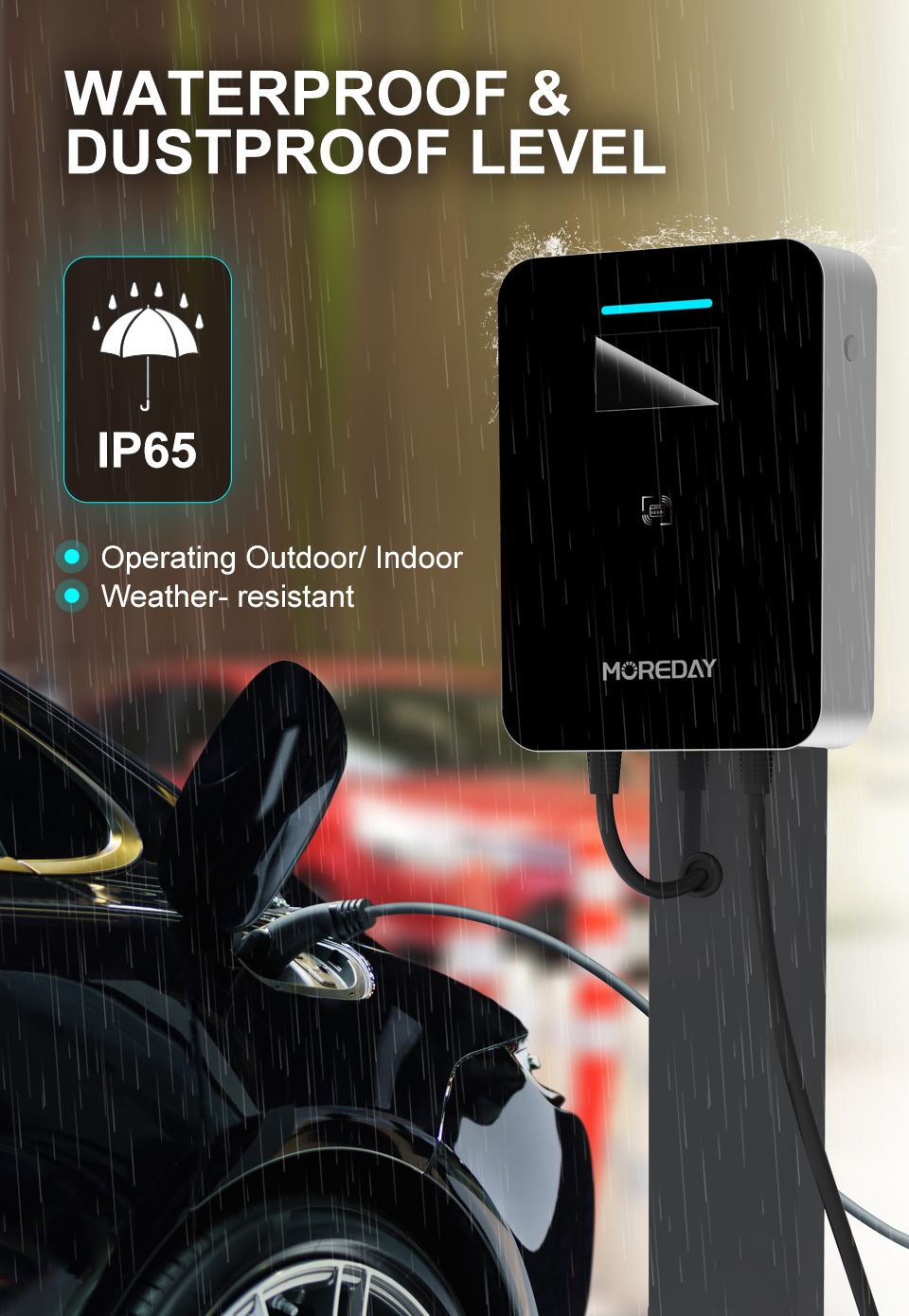 Moreday 7kw Wall-Mounted Type2 AC EV Charger Level 2 for Car Electric Vehicle