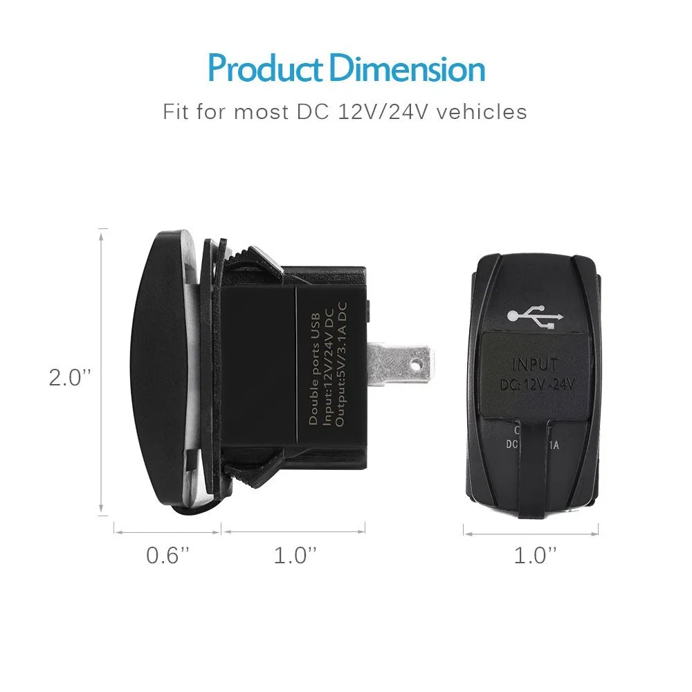 Universal Rocker Style Car USB Charger -Universal Rocker Style Car USB Charger