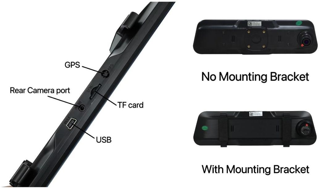 Car Black Box 9.66 Inch Rearview Full 1080P Touch Screen 1080P WiFi GPS Dashcam Video Recorder Car Camera