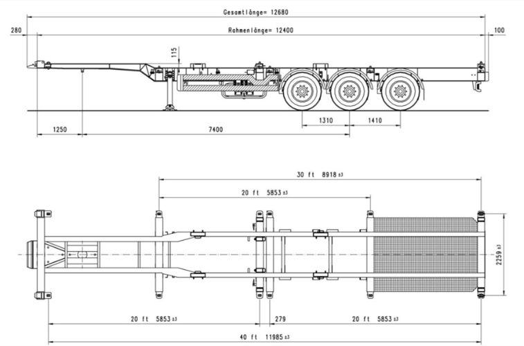 2 Axle 3 Axles Container 20FT 40FT Skeleton Trailer Chassis Price