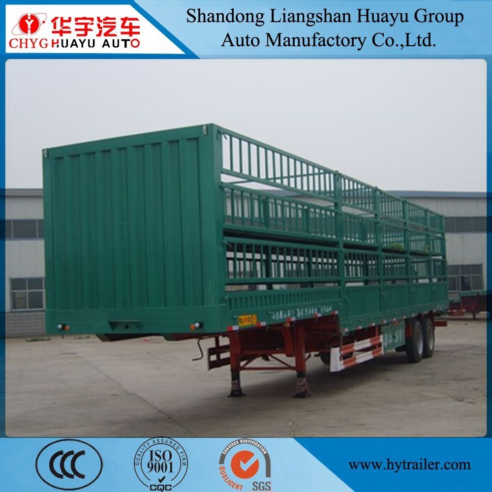 Huayu Double-Deck Fence/Stake Truck Semi Trailer for Animal/Livestock Transport