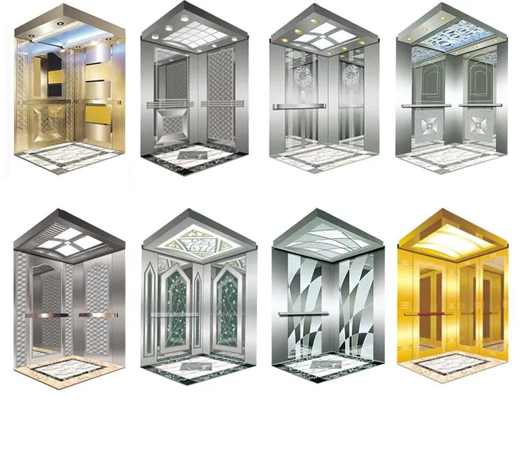 Golden Hairline Mirror Etching Stainless Steel Elevator Lift Cabin