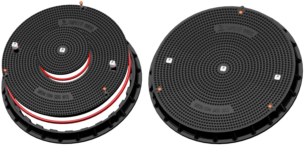 High Quality Heavy Duty SMC Composite Material Watertight Round Covers and Frame Dia. 900mm Fiberglass FRP Waterproof Seal Lockable Inspection Manhole Cover