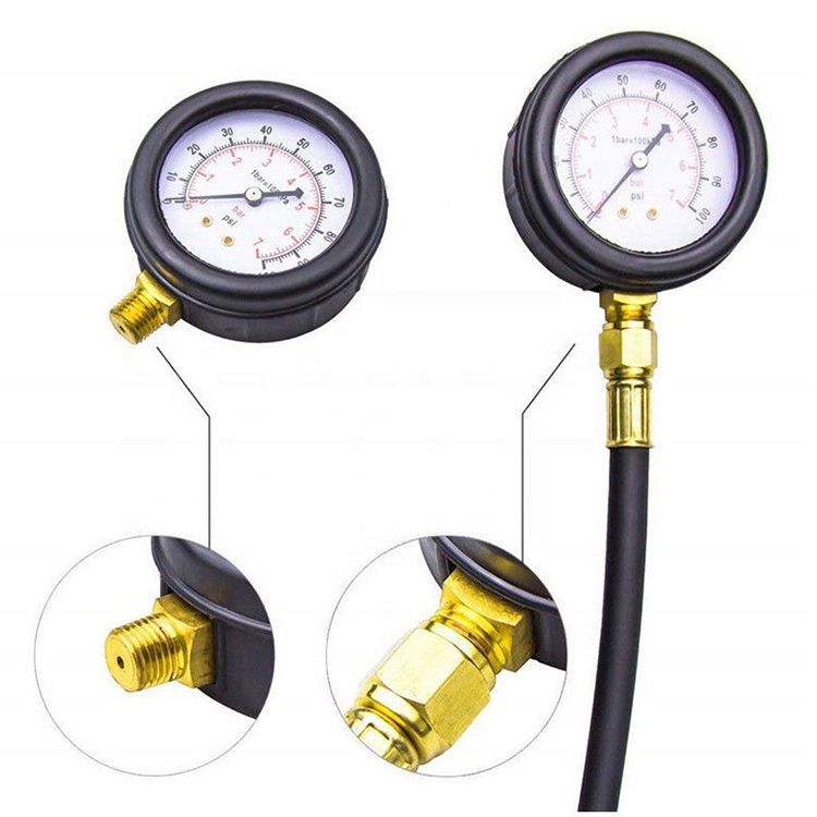 9PCS Cylinder Leak Down Leakage Tester Detector Engine Compression Gauge Test Tool