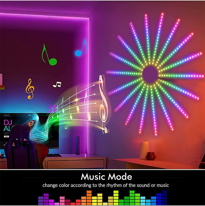 Symphony LED Horse Racing Christmas Fireworks Lights Music with Bluetooth Full Color Starry Sky Light Bar