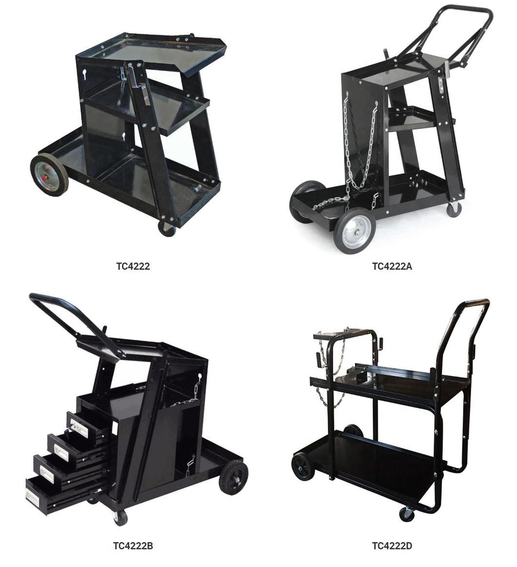 Universal Mobile Welding Cart with Storage Trays on Wheels for MIG Welders and Plasma Cutters