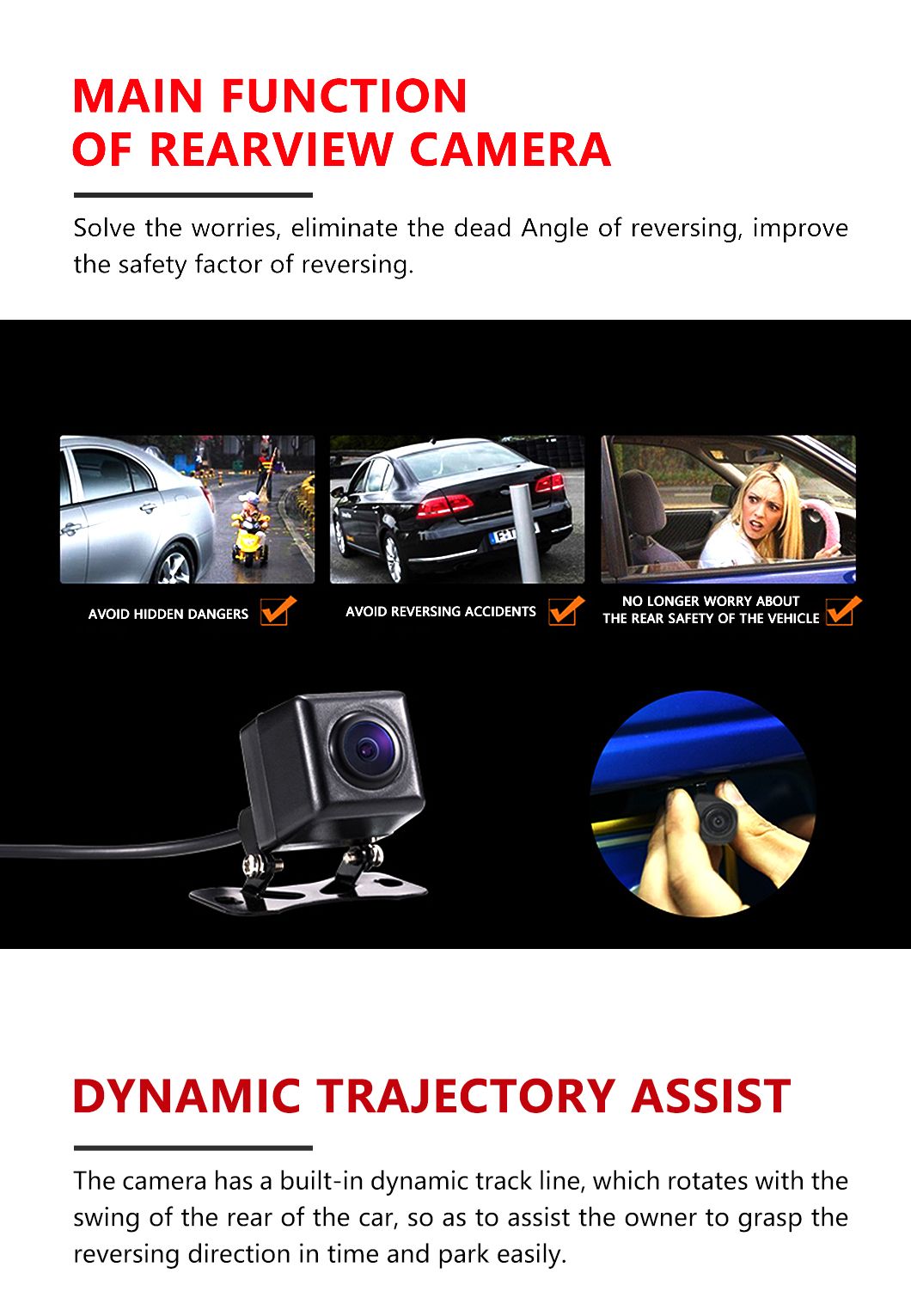 28mm Embedded Night Vision Rearview Mini Car Camera with IR