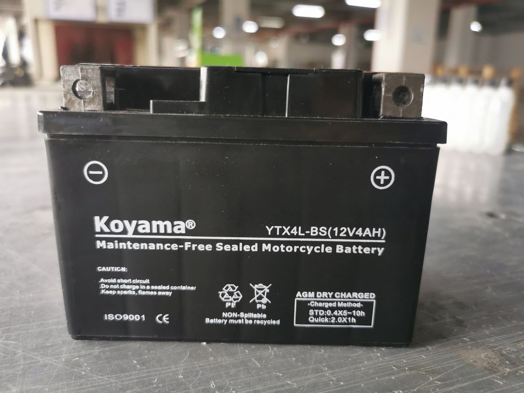 Ytx4l-BS Motorcycle Battery 12V4ah Dry Charged Maintenance Free