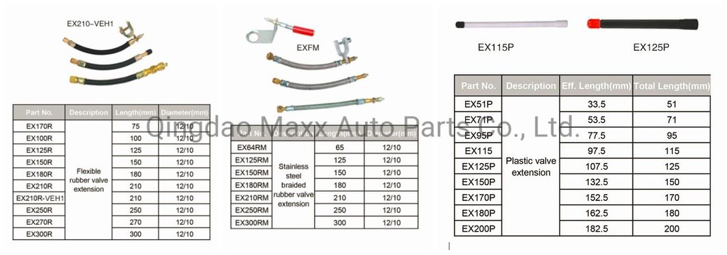 Valve Extensions Ex100r Ex150r Ex180r Ex125r