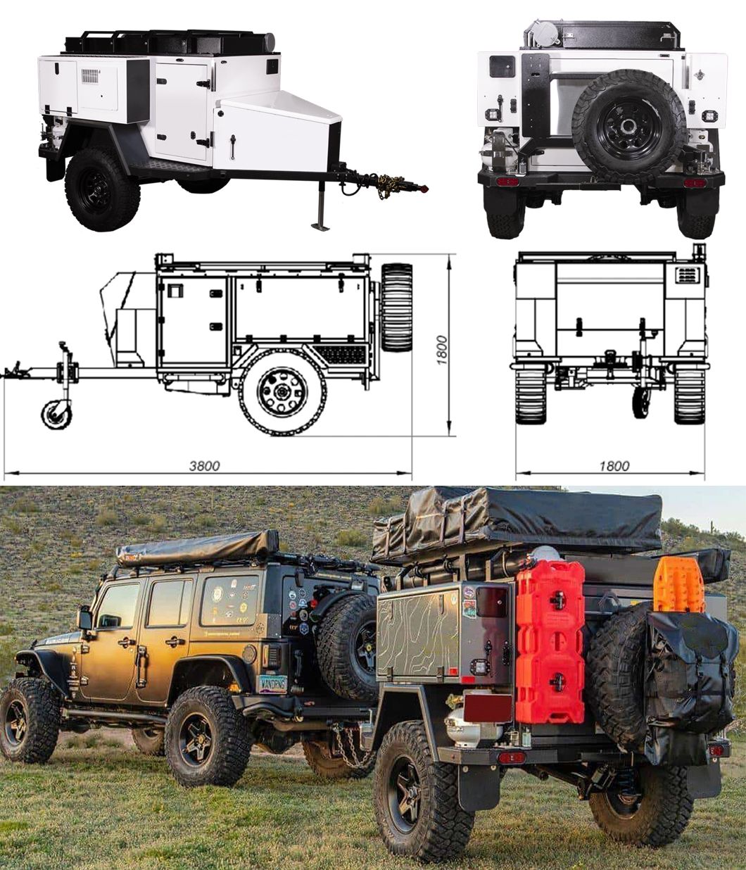 Ecocampor Best off Mini off Road Camper Trailer with Tent and Kitchen