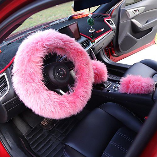 Faux Wool Handbrake Cover Gear Shift Cover Steering Wheel Cover