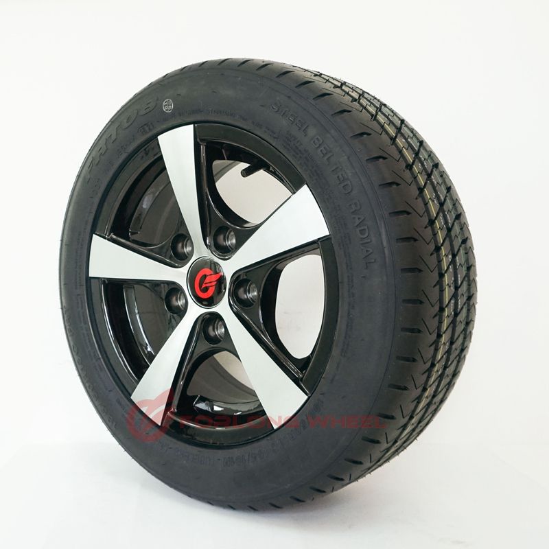 Forlong Black Alloy Wheel 6j 13inch 5lug on 112mm 900kgs for Boat Trailer Use