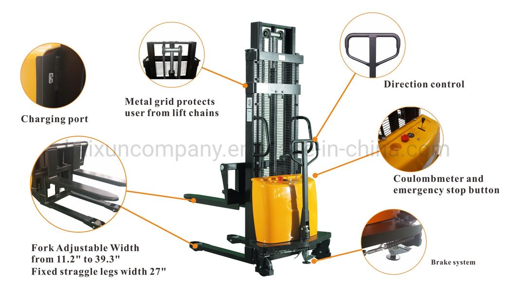 Transport Parts Semi-Electric Hydraulic Pallet Stacker with CE 1.5t 2m