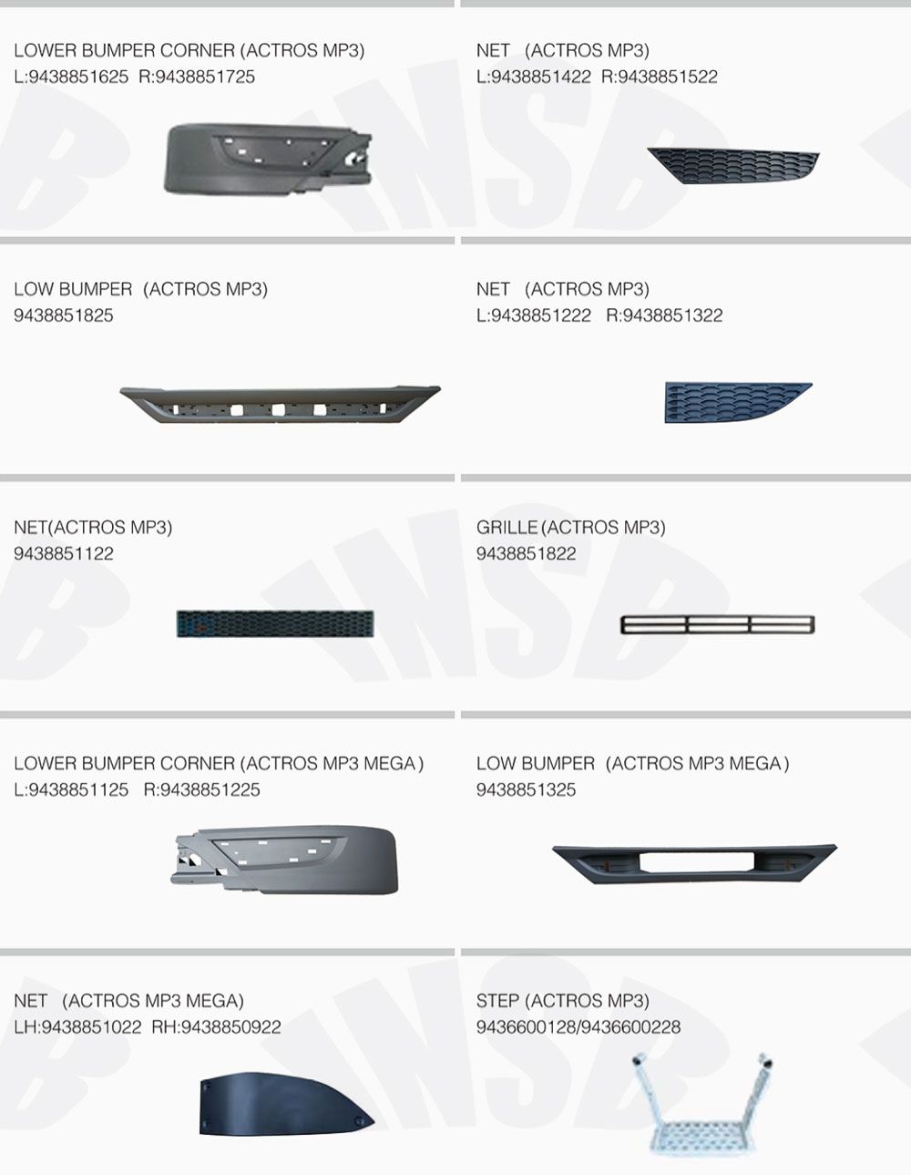 9408800344 9408800444 Outer Cover for Mercedes Benz Axor 1truck Parts