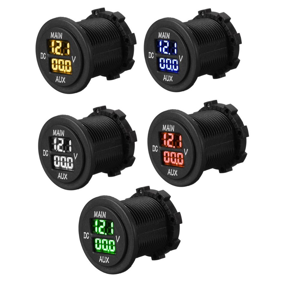 12V 24V Aux Main Dual LED Digital Dual Voltmeter Voltage Gauge Battery Monitor Panel