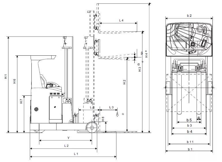1.5 Ton 1500kg Sit Down Electric Stacker Reach Truck with Curtis Controller